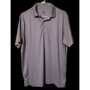 NWOT Men's DEOLAX Gray White Patterned Polo Shirt M Golf